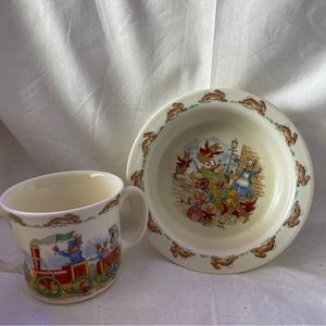 Vintage Bunnykins Royal Doulton Bowl and Cup Set